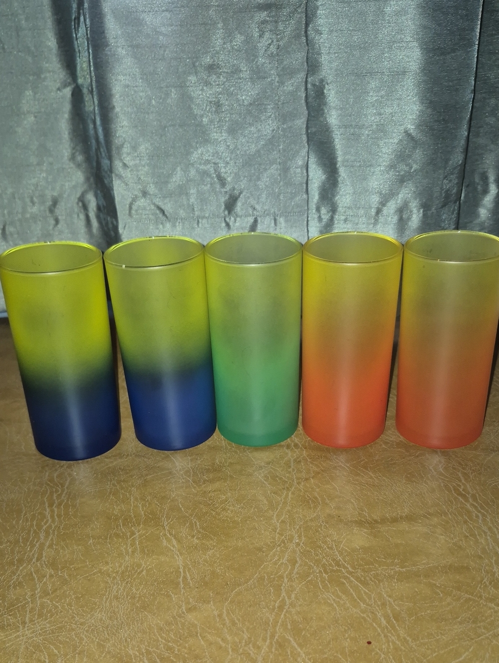 Vintage Firna Indonesia Frosted Ombre Glass Tumblers - Multicolor Set